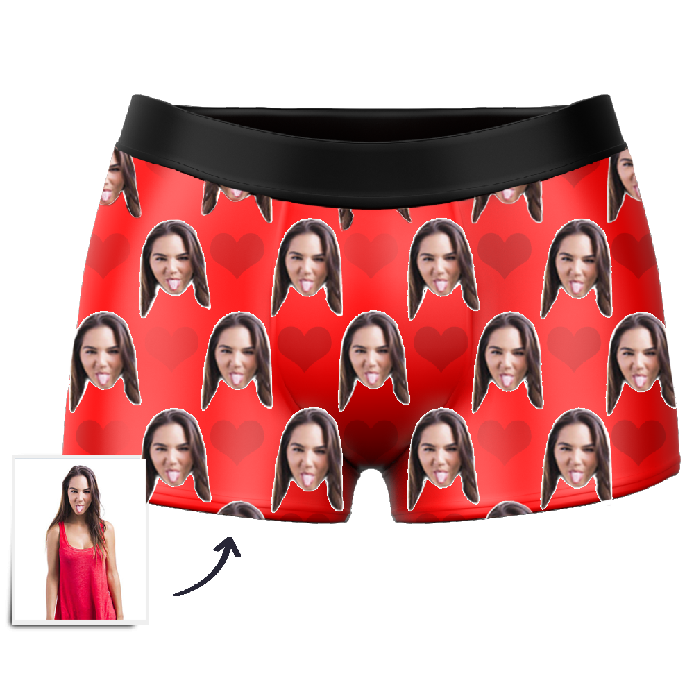 Custom Face Boxers - Heart Photo - Make Custom Gifts