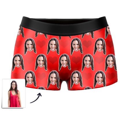 Custom Face Boxers - Heart Photo - Make Custom Gifts