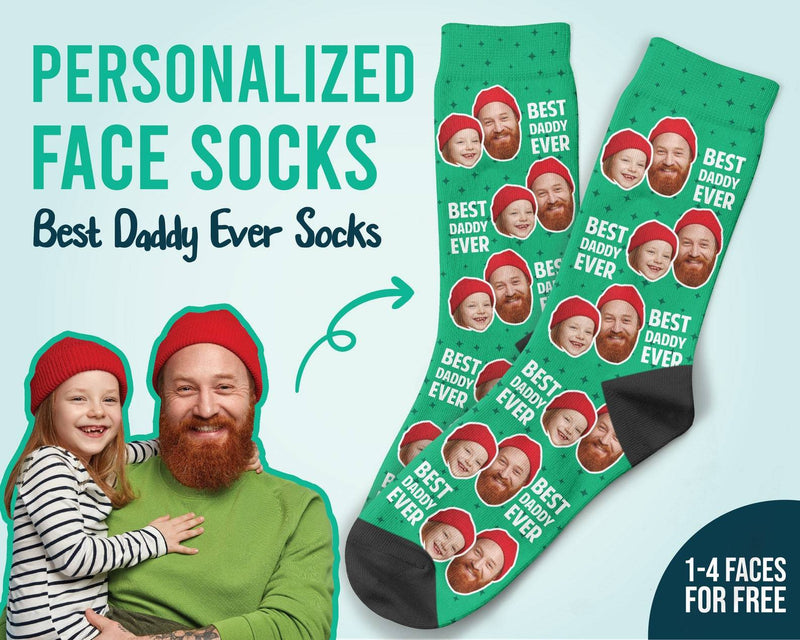 Custom Best Daddy Ever Face Socks Custom Dad