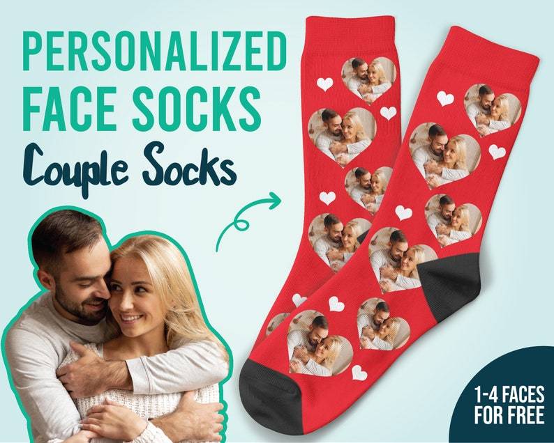 Custom Pet Face Heart And Paws Socks Pet Lover