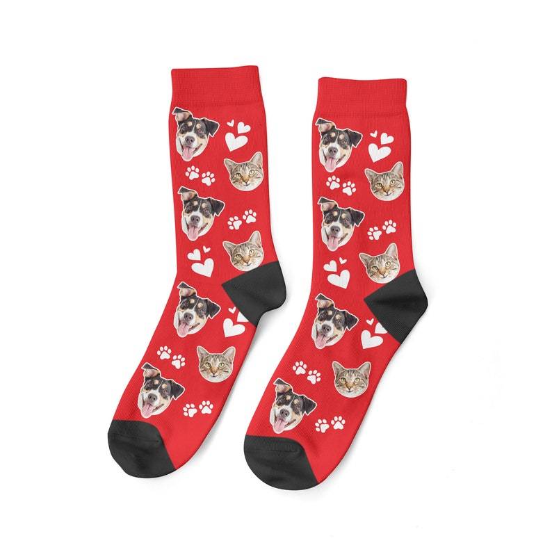 Custom Pet Face Heart And Paws Socks Pet Lover