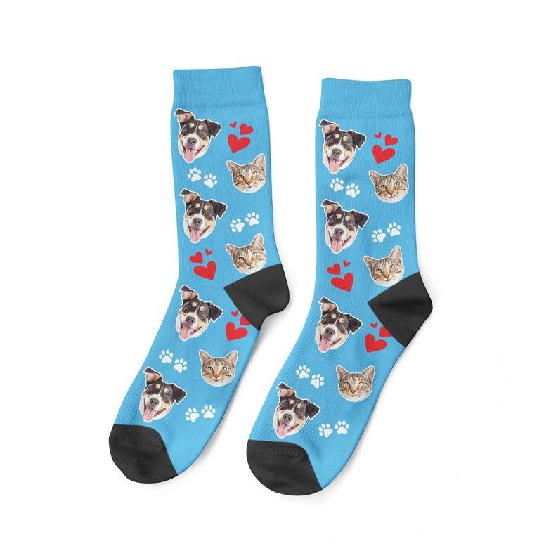 Custom Pet Face Heart And Paws Socks Pet Lover