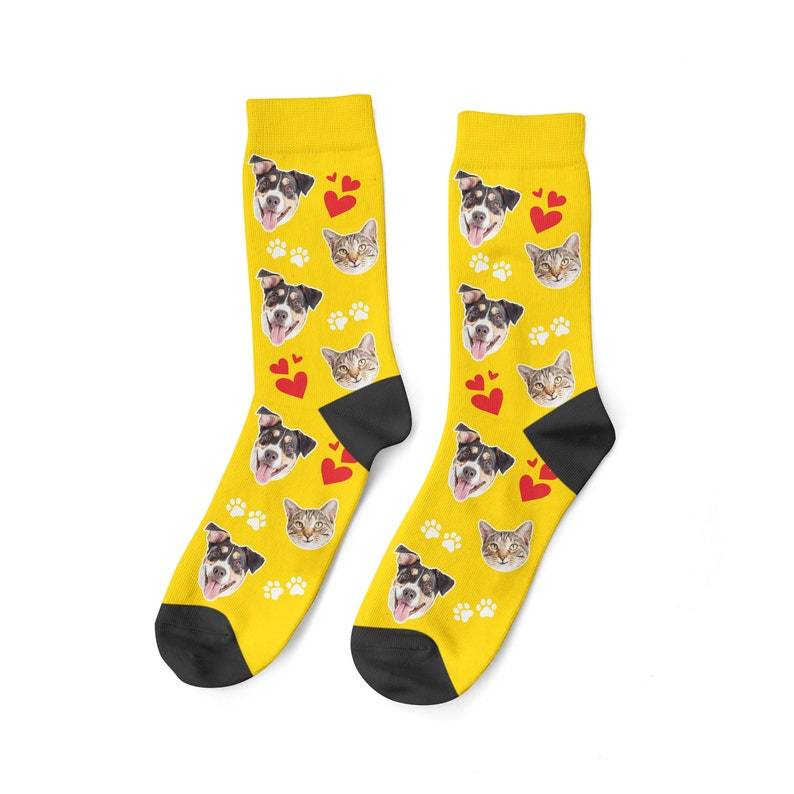 Custom Pet Face Heart And Paws Socks Pet Lover