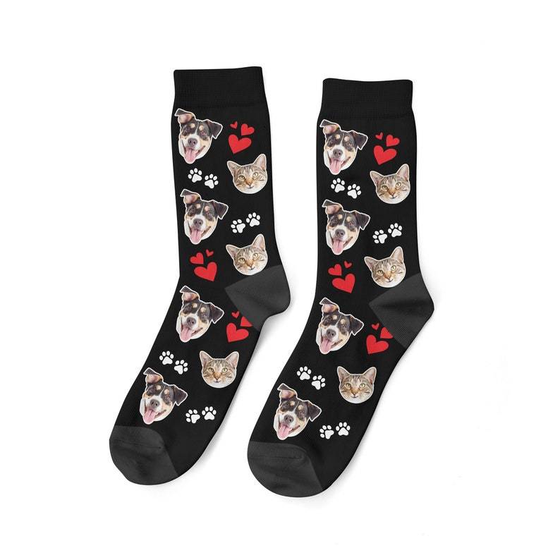 Custom Pet Face Heart And Paws Socks Pet Lover