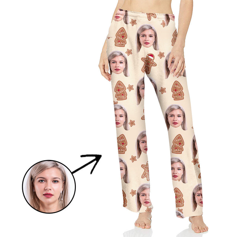 Custom Photo Pajamas Pants For Women Christmas Tree And Stars