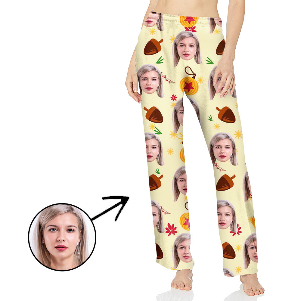 Custom Photo Pajamas Pants For Women Icecream And Flowers