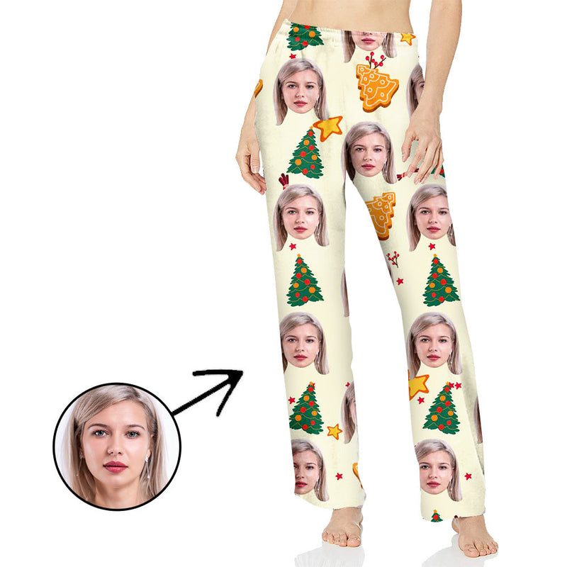 Custom Photo Pajamas Pants For Women Christmas Tree