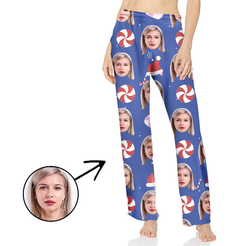 Custom Photo Pajamas Pants For Women Happy Christmas