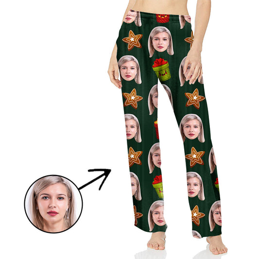 Custom Photo Pajamas Pants For Women Stars And Flowers