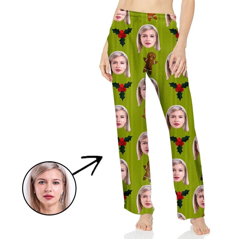 Custom Photo Pajamas Pants For Women Bells And Lovely Cartoon