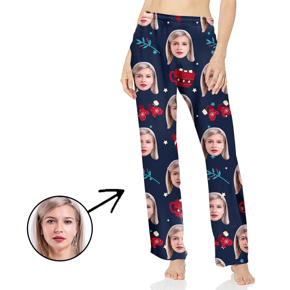 Custom Photo Pajamas Pants For Women With Christmas Pendant
