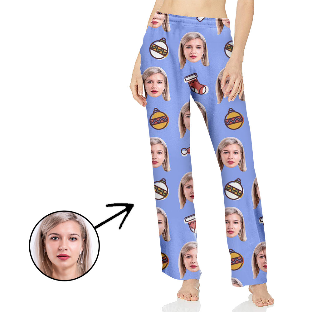 Custom Photo Pajamas Pants For Women Lights And Socks