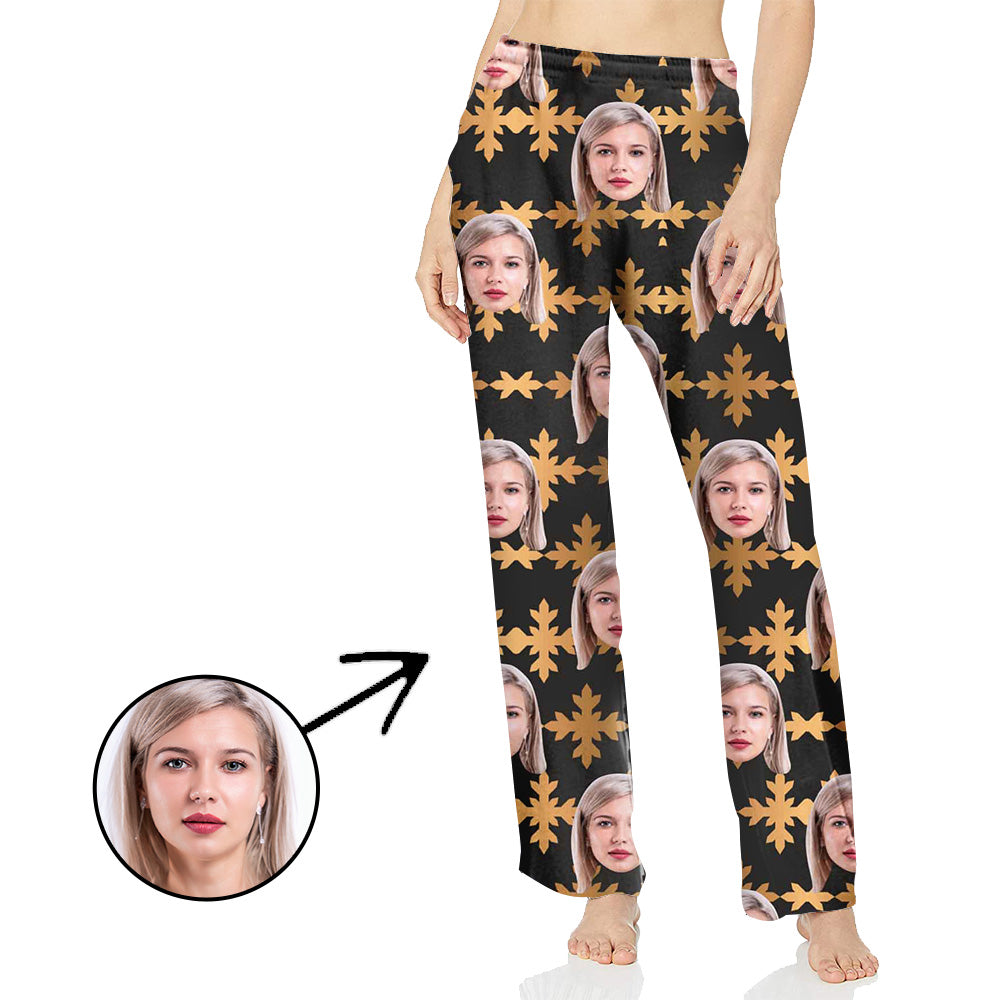 Custom Photo Pajamas Pants For Women All Over Flower