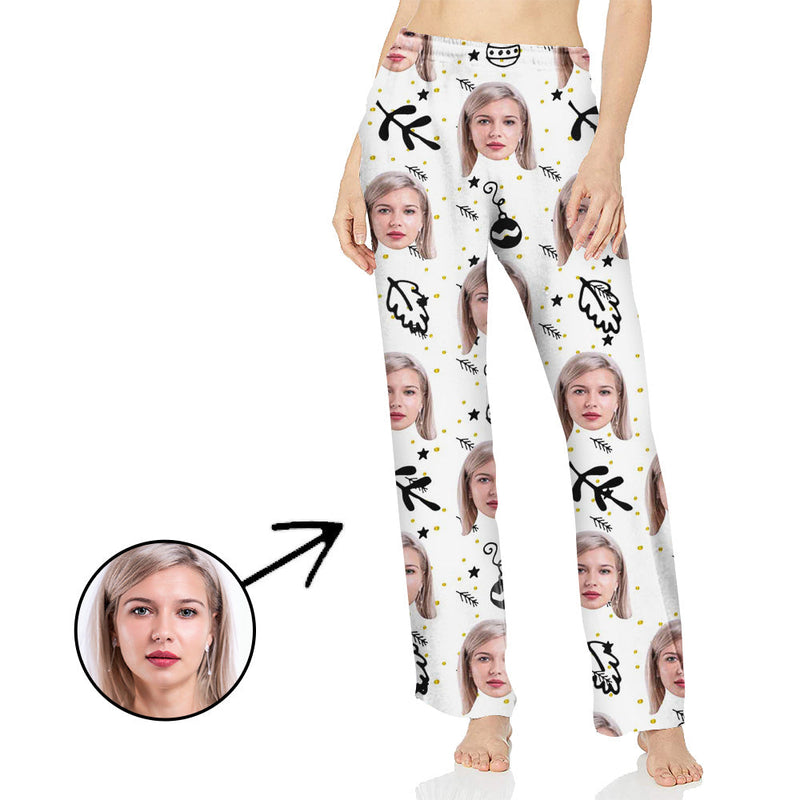 Custom Photo Pajamas Pants For Women All Over Leaf