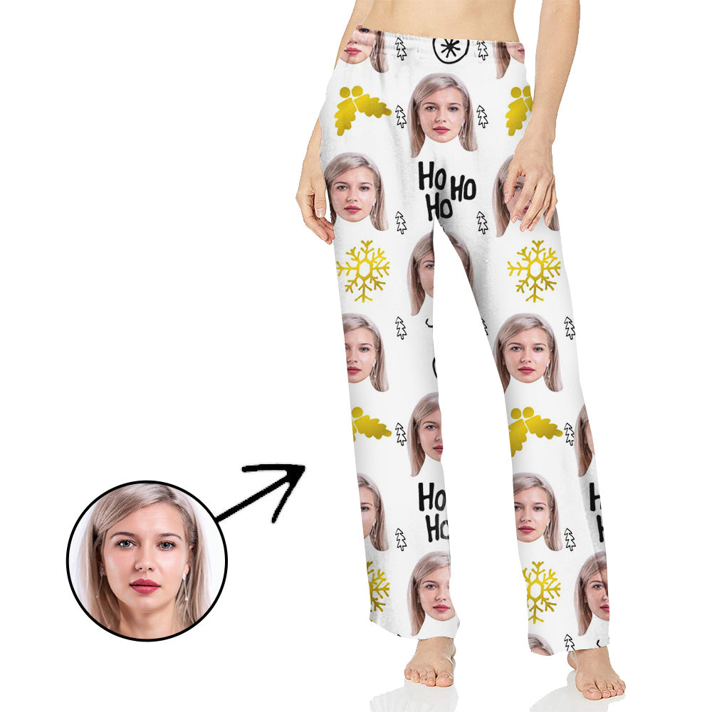 Custom Photo Pajamas Pants For Women Snowflake