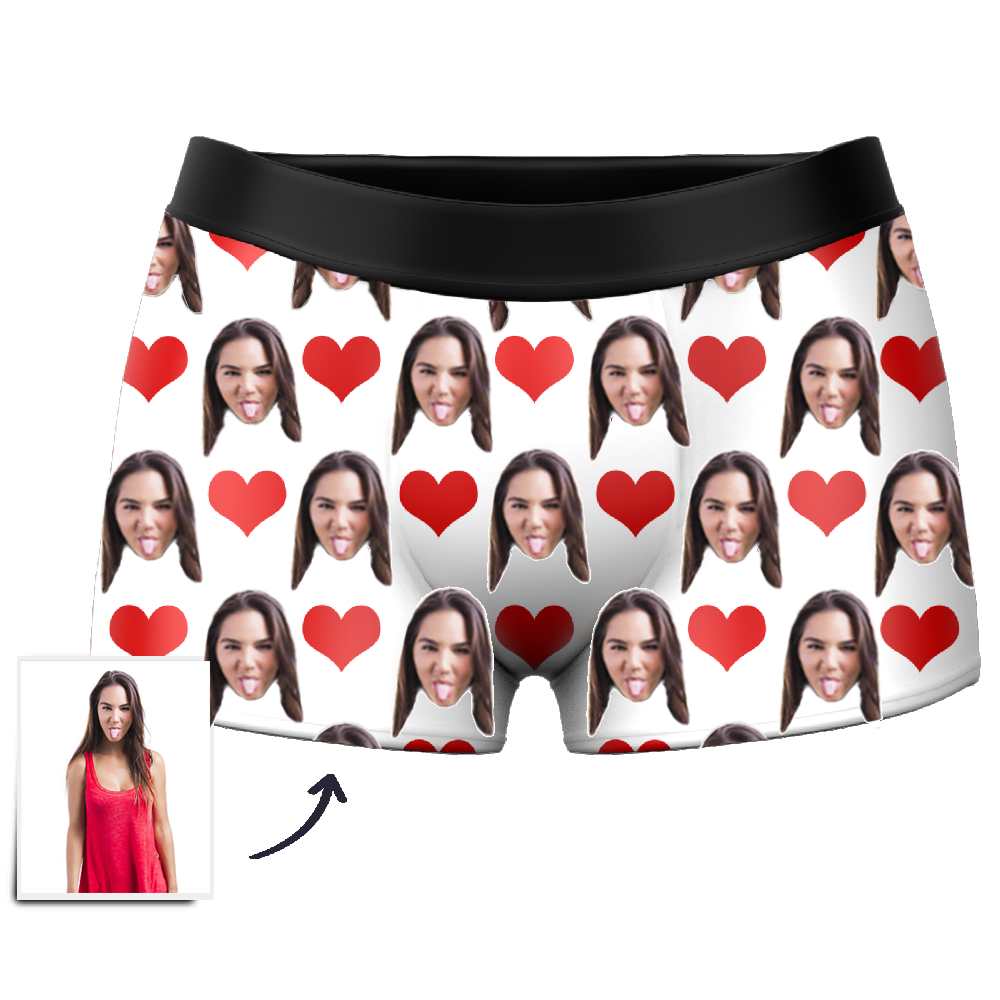 Custom Face Boxers - Heart Photo - Make Custom Gifts