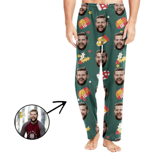 Custom Photo Pajamas Pants For Men Celebrate Christmas With You