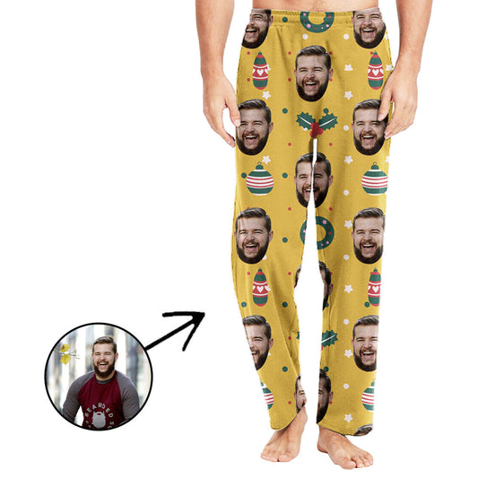 Custom Photo Pajamas Pants For Men Celebrate Christmas With You