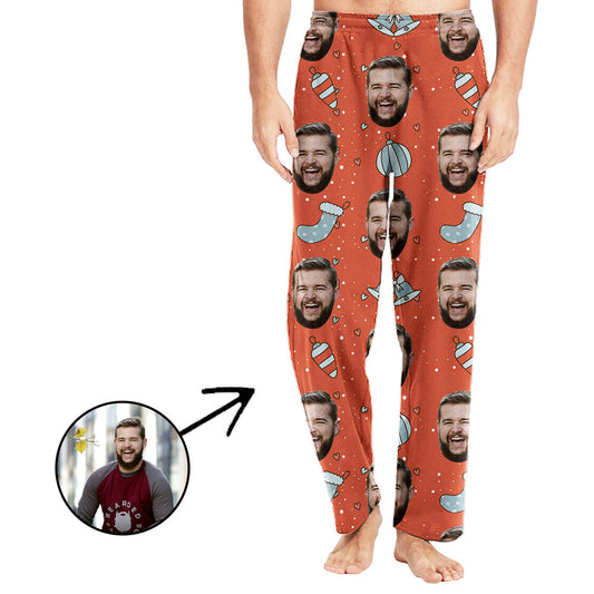 Custom Photo Pajamas Pants For Men Lovely Christmas Printed