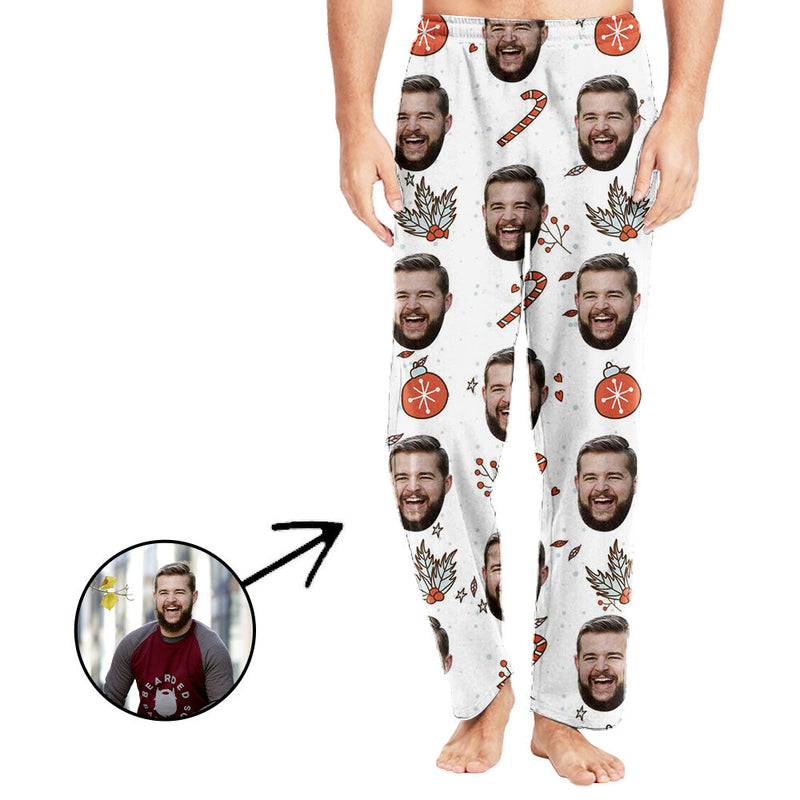 Custom Photo Pajamas Pants For Men Christmas Is Happy