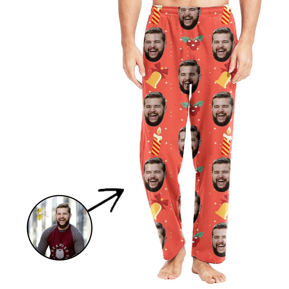 Custom Photo Pajamas Pants For Men Bell And Candle