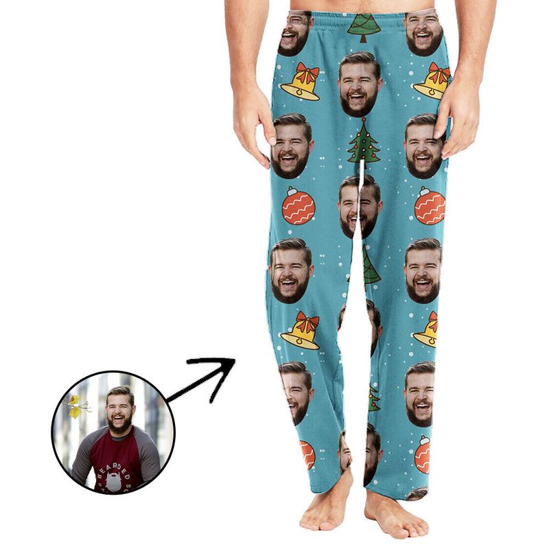 Custom Photo Pajamas Pants For Men Bell And Tree