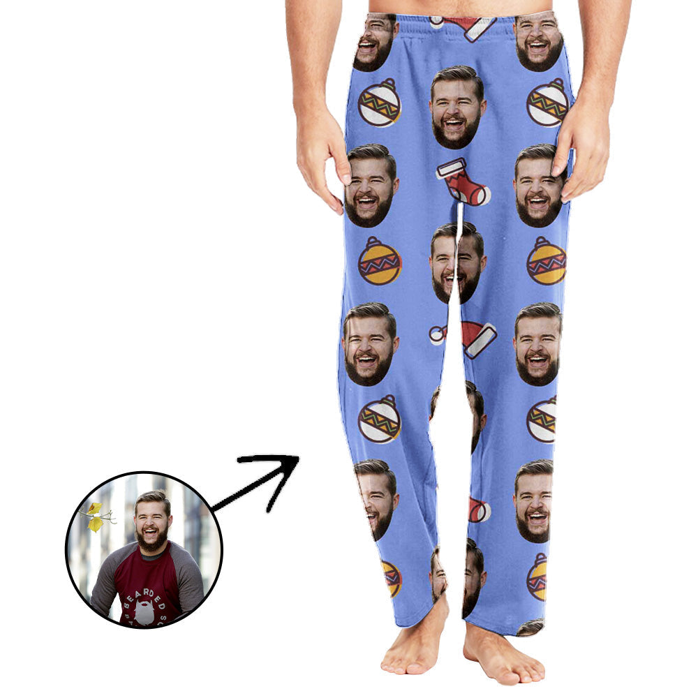 Custom Photo Pajamas Pants For Men Lights And Socks