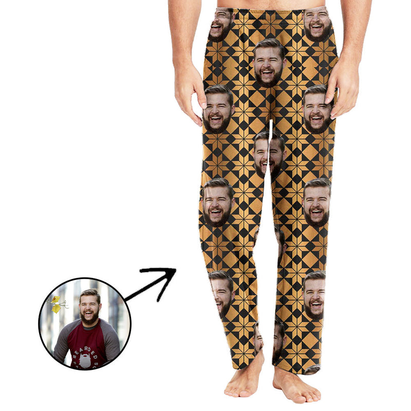 Custom Photo Pajamas Pants For Men All Over Flowers