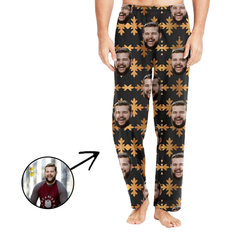 Custom Photo Pajamas Pants For Men All Over Flower