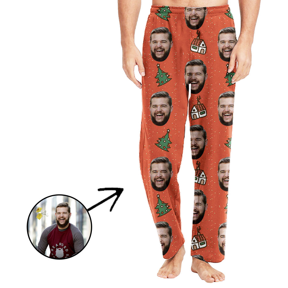 Custom Photo Pajamas Pants For Men Christmas Tree In My House