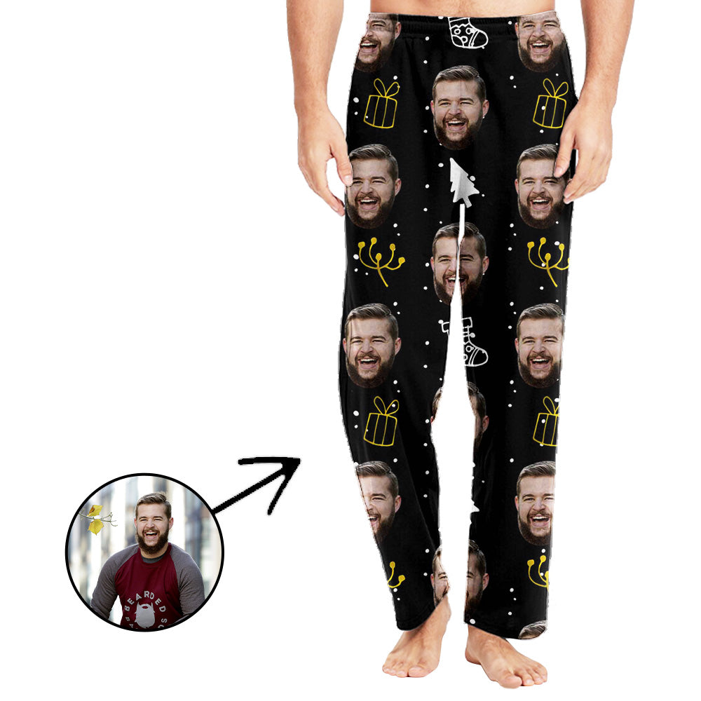 Custom Photo Pajamas Pants For Men Chirtmas Socks Printed