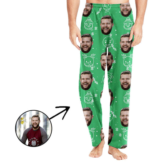 Custom Photo Pajamas Pants For Men Cute Elk