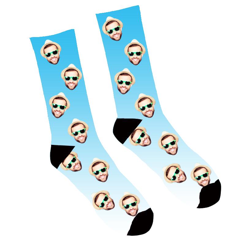 Custom Face Socks Gradient Blue