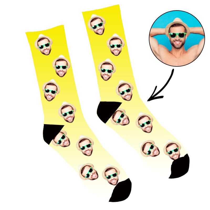 Custom Face Socks Gradient Yellow