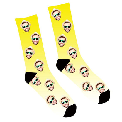 Custom Face Socks Gradient Yellow