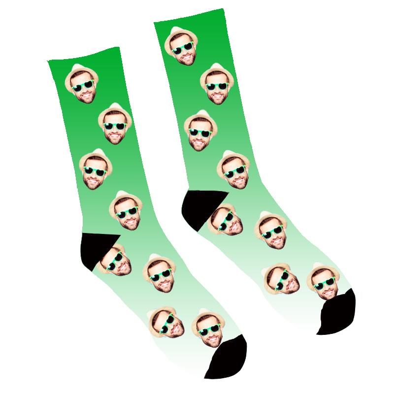 Custom Face Socks Gradient Green