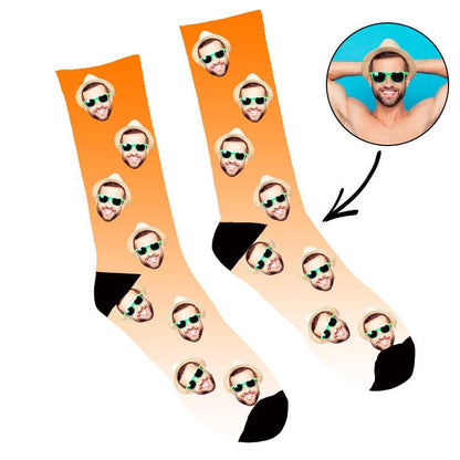 Custom Face Socks Gradient Orange