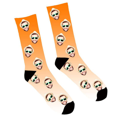 Custom Face Socks Gradient Orange