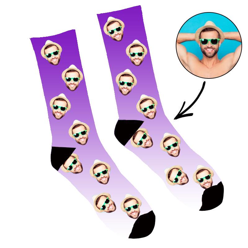 Custom Face Socks Gradient Purple