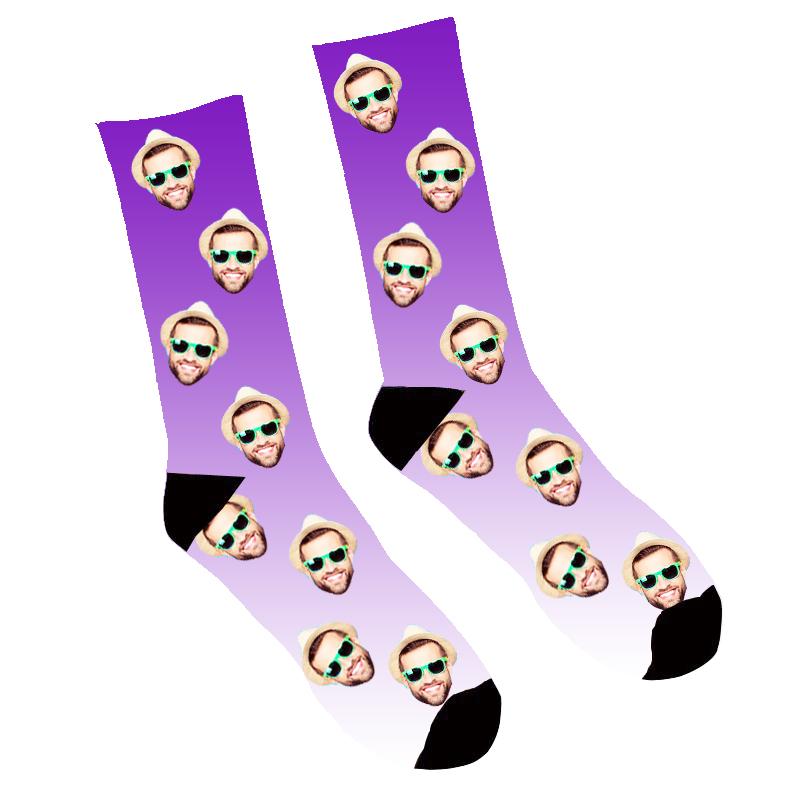 Custom Face Socks Gradient Purple