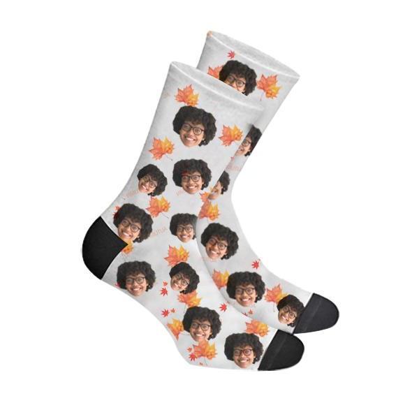 Custom Maple Leaf Face Socks Photo Socks - Make Custom Gifts