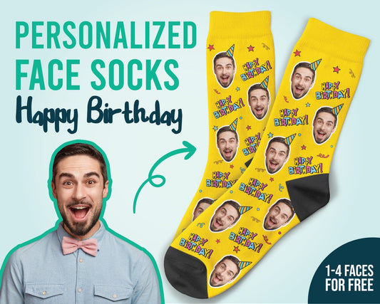 Happy Birthday Custom Socks Custom Face Socks Happy