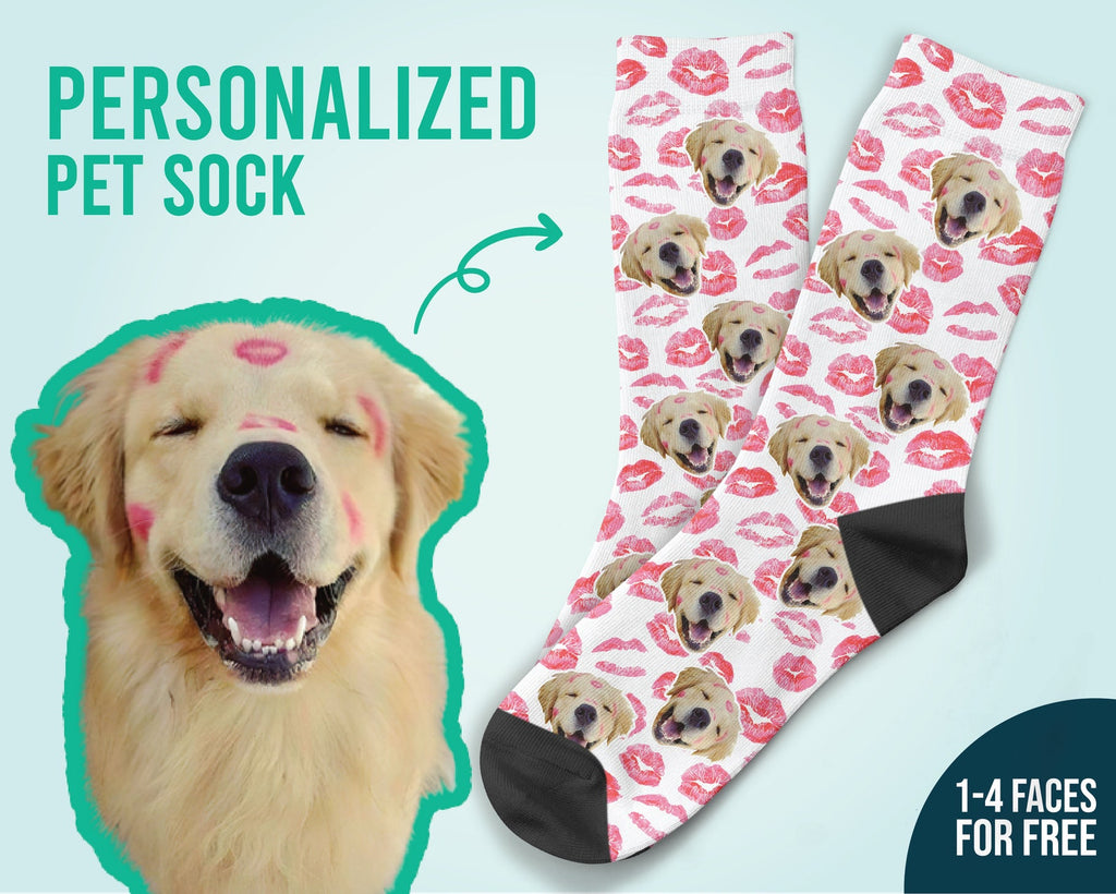 Custom Dog Face Socks With Sweet Lips Custom