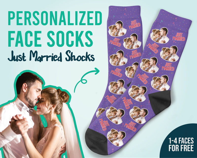 Just Married Socks Custom Face Socks