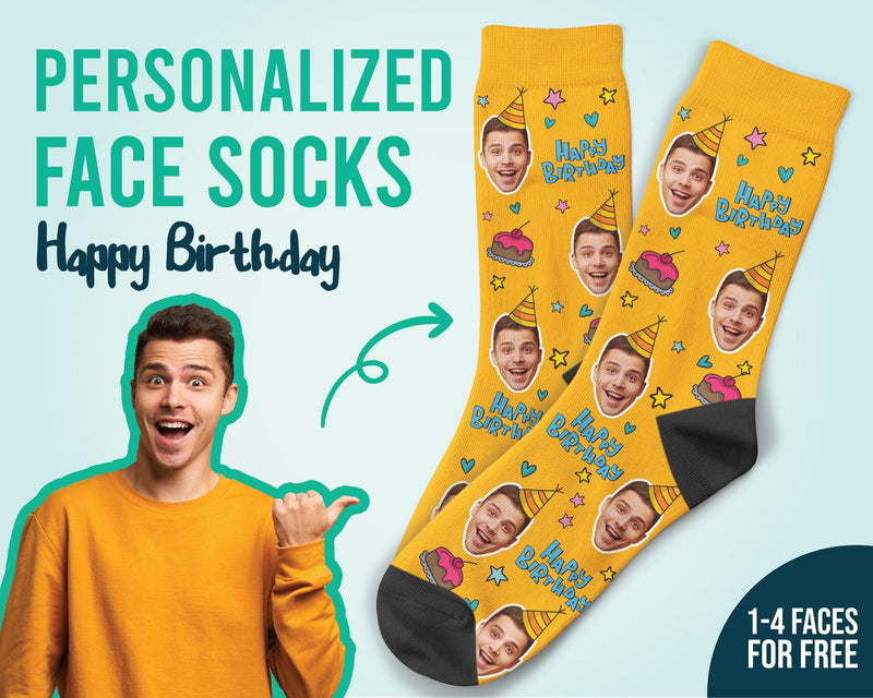 Custom Happy Birthday Face Socks Birthday Gift