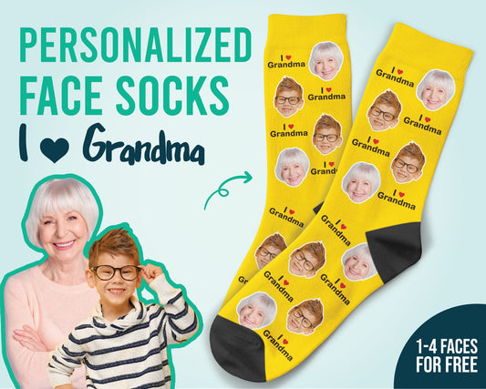 Custom Grandmother Socks Grandma Gifts Custom Face Socks