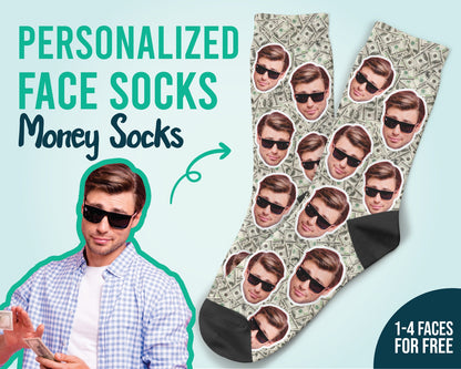 Custom Money Face Socks Personalized Socks 100-Dollar