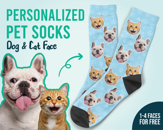 Custom Dog Cat Face Socks Dog And Cat Foreve