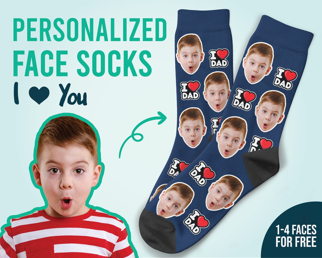 Custom Dad Face Socks I Love You Dad Socks