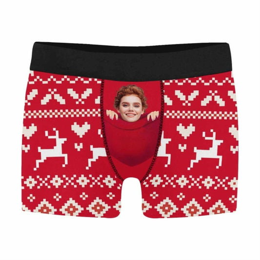 Custom Face Christmas Snow Men's Boxer Briefs